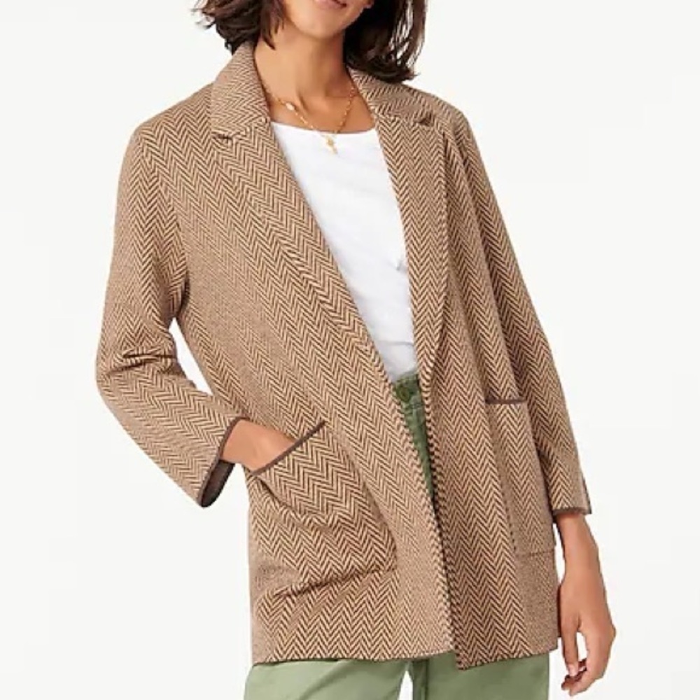J. Crew Sophie open-front sweater-blazer in chevron - Size XS